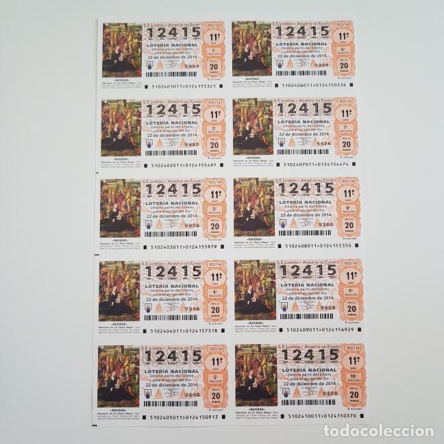 Loterie Nationale: BILLETE LOTER&Iacute;A NACIONAL, SORTEO 102/14, 2014, NAVIDAD, N&ordm; 12415