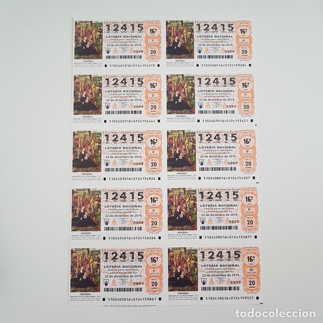 Loterie Nationale: BILLETE LOTER&Iacute;A NACIONAL, SORTEO 102/14, 2014, NAVIDAD, N&ordm; 12415