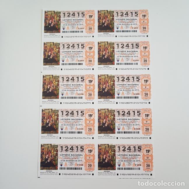 Loterie Nationale: BILLETE LOTER&Iacute;A NACIONAL, SORTEO 102/14, 2014, NAVIDAD, N&ordm; 12415