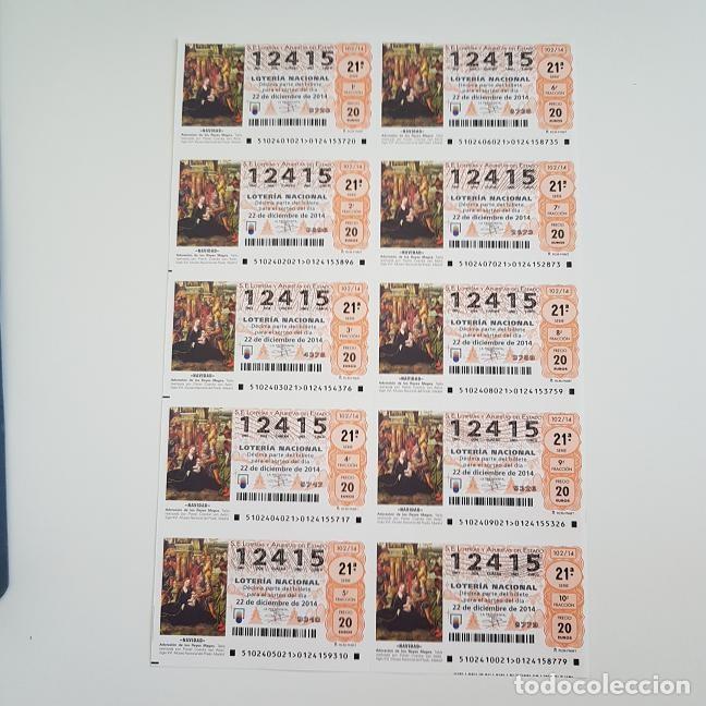 Loterie Nationale: BILLETE LOTER&Iacute;A NACIONAL, SORTEO 102/14, 2014, NAVIDAD, N&ordm; 12415
