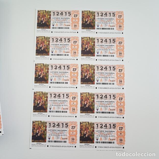 Loterie Nationale: BILLETE LOTER&Iacute;A NACIONAL, SORTEO 102/14, 2014, NAVIDAD, N&ordm; 12415