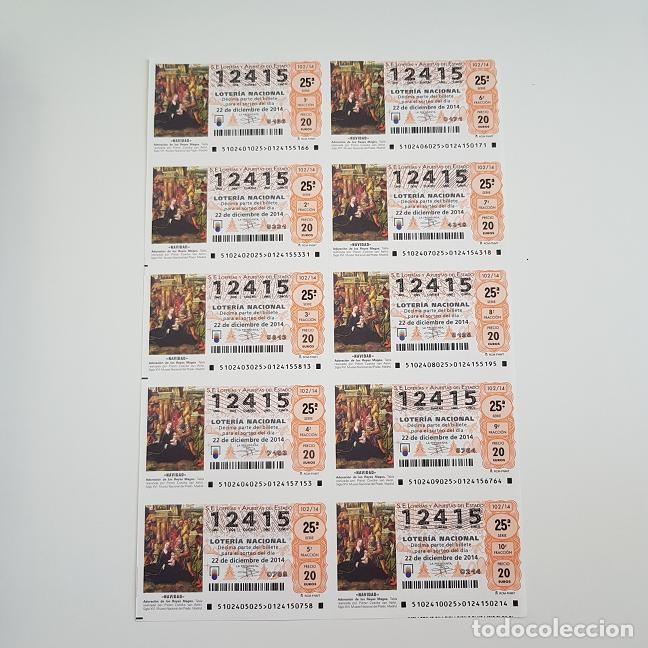 Lotteria Nationale Spagnola: BILLETE LOTER&Iacute;A NACIONAL, SORTEO 102/14, 2014, NAVIDAD, N&ordm; 12415