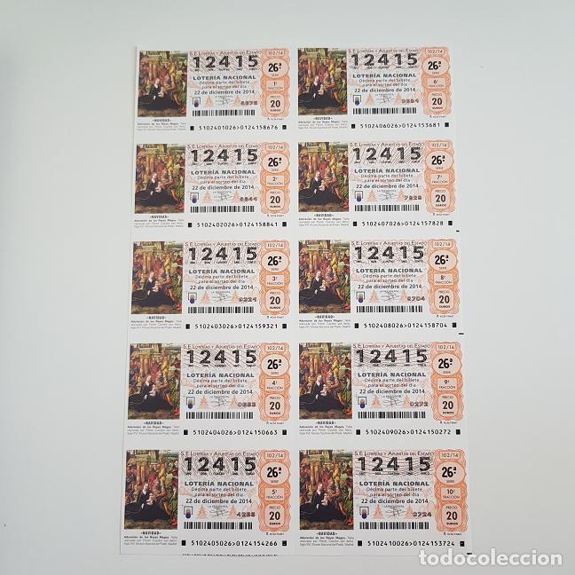 Lotteria Nationale Spagnola: BILLETE LOTER&Iacute;A NACIONAL, SORTEO 102/14, 2014, NAVIDAD, N&ordm; 12415