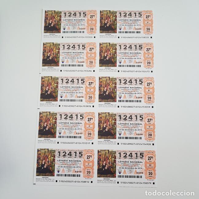 Lotteria Nationale Spagnola: BILLETE LOTER&Iacute;A NACIONAL, SORTEO 102/14, 2014, NAVIDAD, N&ordm; 12415