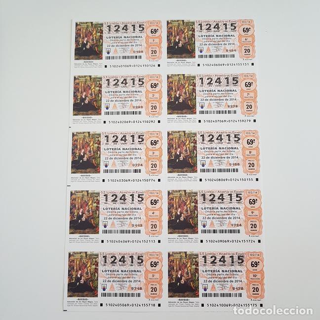National Spanish Lottery: BILLETE LOTER&Iacute;A NACIONAL, SORTEO 102/14, 2014, NAVIDAD, N&ordm; 12415