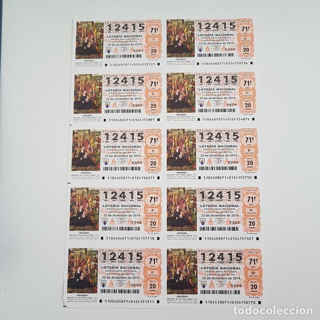 National Spanish Lottery: BILLETE LOTER&Iacute;A NACIONAL, SORTEO 102/14, 2014, NAVIDAD, N&ordm; 12415