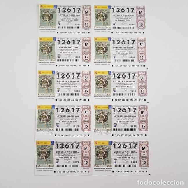 National Spanish Lottery: BILLETE LOTER&Iacute;A NACIONAL, SORTEO 4/15, 2015, BIBLIOTECA NACIONAL, INVITACI&Oacute;N, N&ordm; 12617