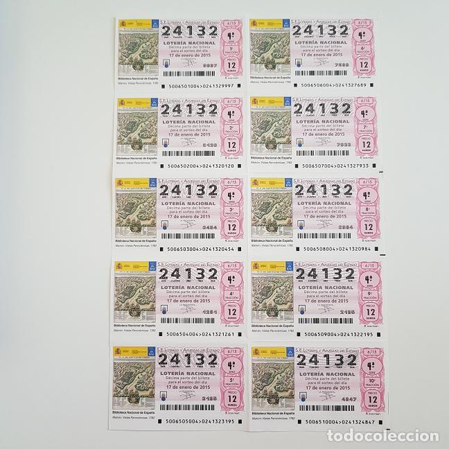 National Spanish Lottery: BILLETE LOTER&Iacute;A NACIONAL, SORTEO 6/15, 17 ENERO 2015, BIBLIOTECA NACIONAL, MAH&Oacute;N, N&ordm; 24132