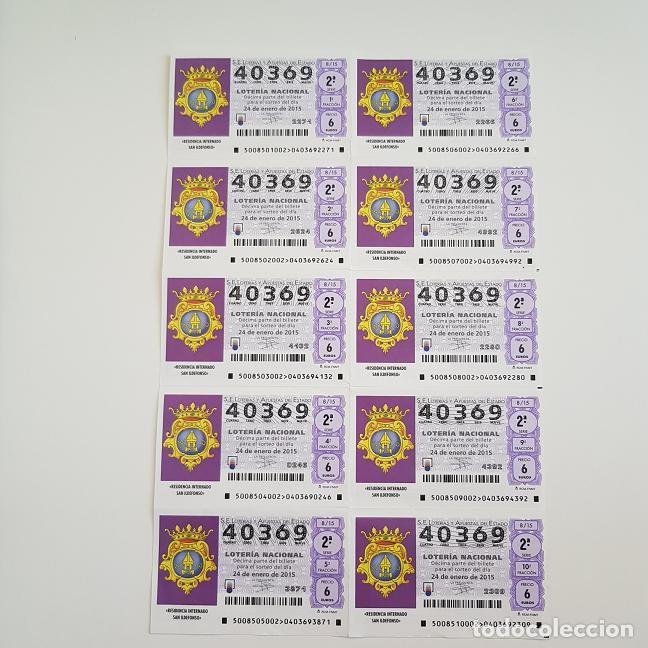 National Spanish Lottery: BILLETE LOTER&Iacute;A NACIONAL, SORTEO 8/15, 2015, RESIDENCIA SAN ILDEFONSO, N&ordm; 40369