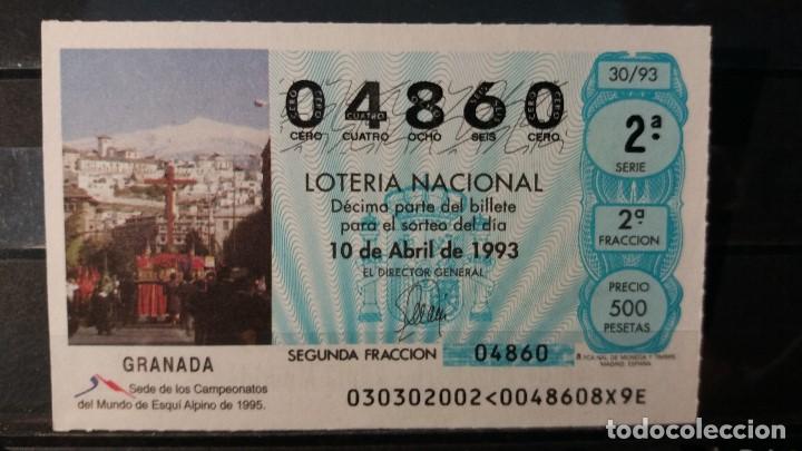 Loter&iacute;a nacional: L .Nacional 10 Abril 1993. Sorteo 30/93. Granada. Sede Campeonatos de Esqui 1995. N&ordm; 04860