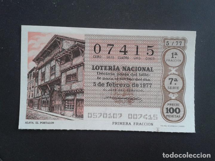 Loter&iacute;a Nacional: DECIMO DE LOTERIA NACIONAL. 05/02/1977