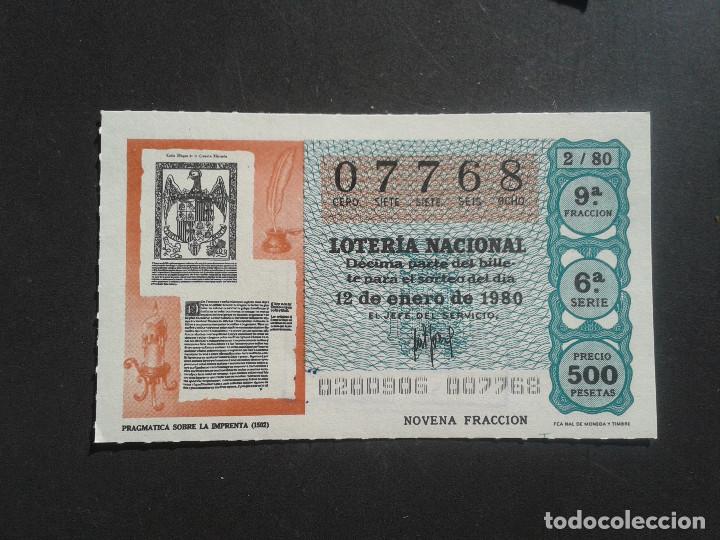 Loter&iacute;a Nacional: DECIMO DE LOTERIA NACIONAL.12/01/1980