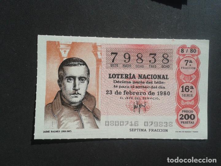 Loter&iacute;a Nacional: DECIMO DE LOTERIA NACIONAL.23/02/1980