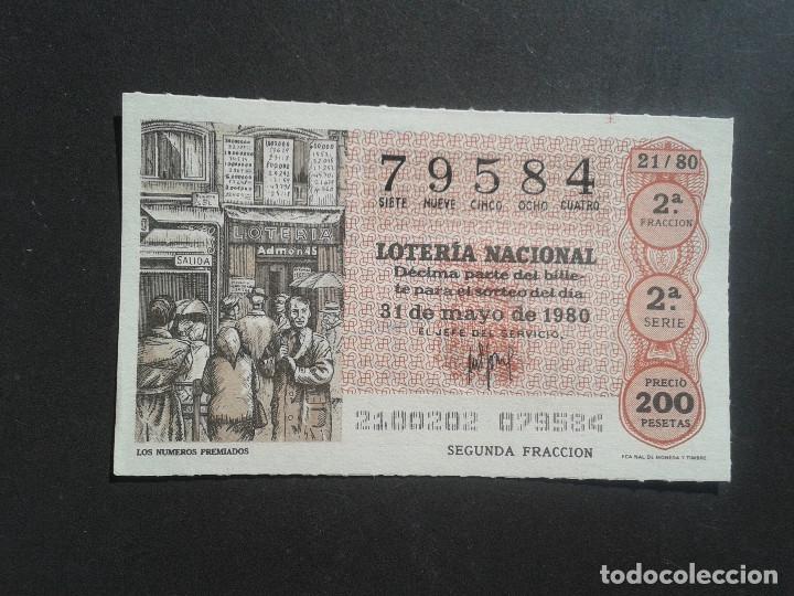 Loter&iacute;a Nacional: DECIMO DE LOTERIA NACIONAL.31/05/1980