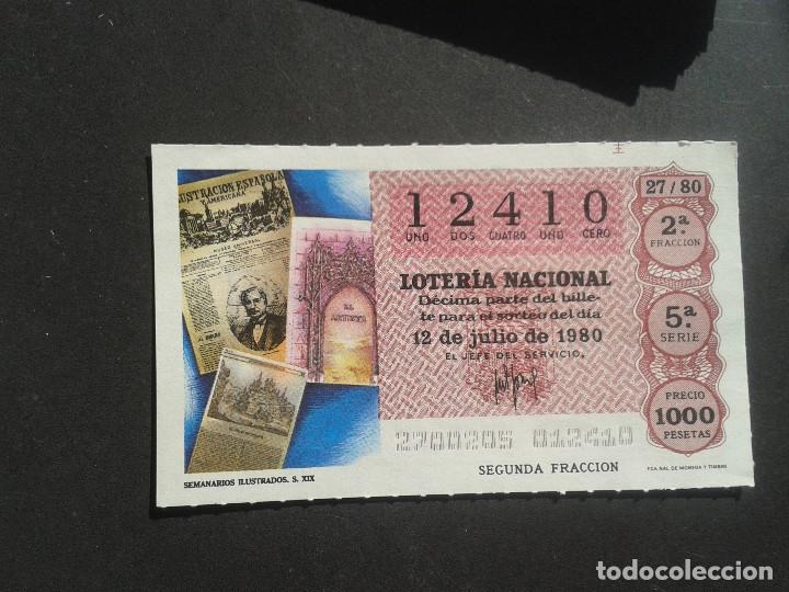 Loter&iacute;a Nacional: DECIMO DE LOTERIA NACIONAL.12/07/1980