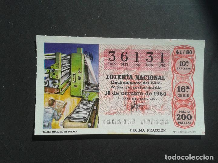 Loter&iacute;a Nacional: DECIMO DE LOTERIA NACIONAL.18/10/1980