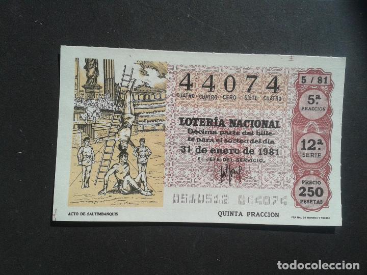 Loter&iacute;a Nacional: DECIMO DE LOTERIA NACIONAL.31/01/1981