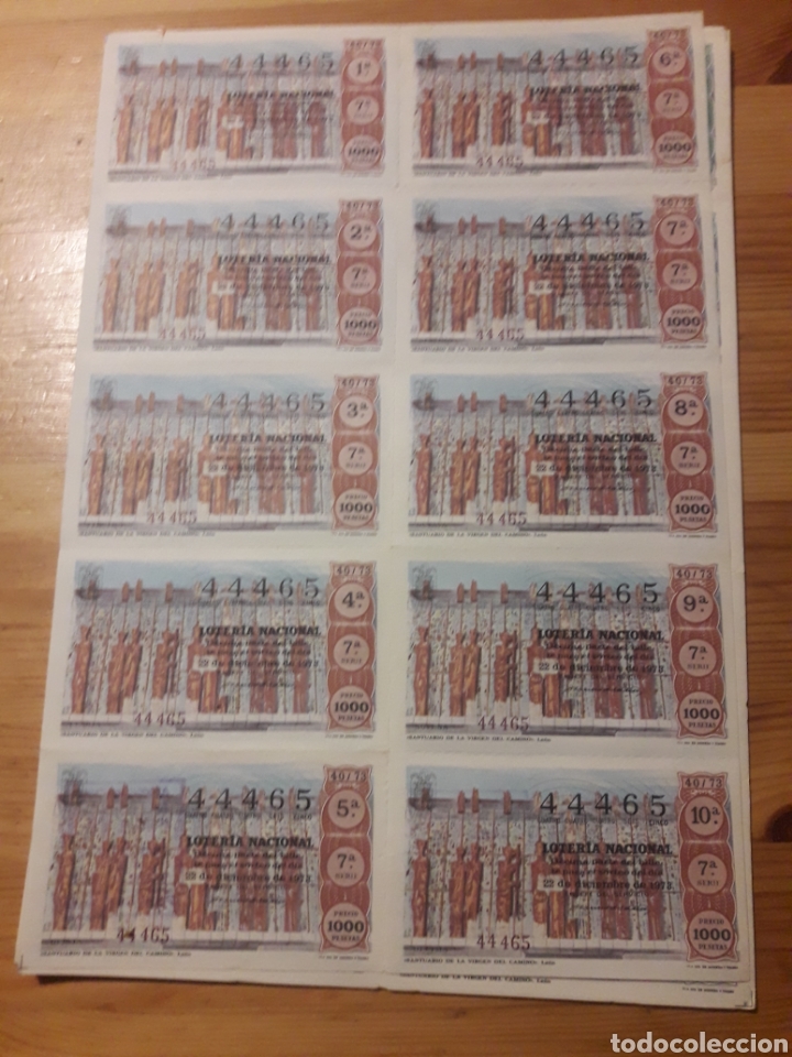 Loterie Nationale: 6 sabanas 10 billetes loteria nacional la virgen del camino leon 1973