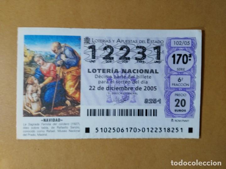 Loter&iacute;a Nacional: DECIMO LOTERIA N&ordm; 12231 - 22 DIC 2005 - 102/05 - NAVIDAD-LA SAGRADA FAMILIA DEL CORDERO-MUSEO PRADO