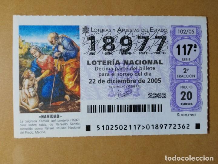 Loter&iacute;a Nacional: DECIMO LOTERIA N&ordm; 18977 - 22 DIC 2005 - 102/05 - NAVIDAD-LA SAGRADA FAMILIA DEL CORDERO-MUSEO PRADO
