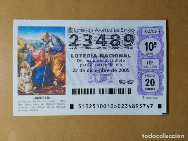 Loter&iacute;a Nacional: DECIMO LOTERIA N&ordm; 23489 - 22 DIC 2005 - 102/05 - NAVIDAD-LA SAGRADA FAMILIA DEL CORDERO-MUSEO PRADO