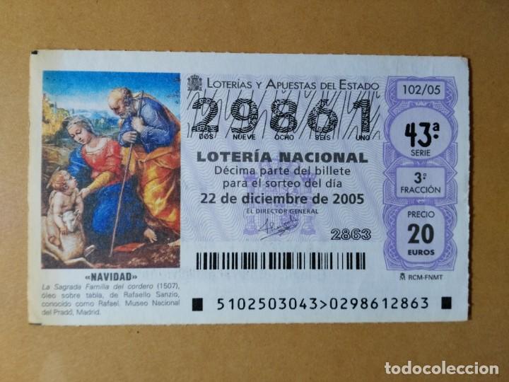 Loter&iacute;a Nacional: DECIMO LOTERIA N&ordm; 29861 - 22 DIC 2005 - 102/05 - NAVIDAD-LA SAGRADA FAMILIA DEL CORDERO-MUSEO PRADO