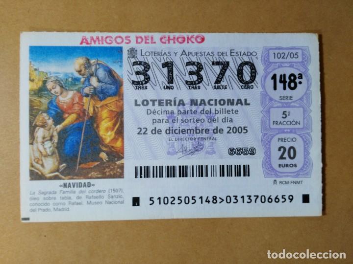 Loter&iacute;a Nacional: DECIMO LOTERIA N&ordm; 31370 - 22 DIC 2005 - 102/05 - NAVIDAD-LA SAGRADA FAMILIA DEL CORDERO-MUSEO PRADO