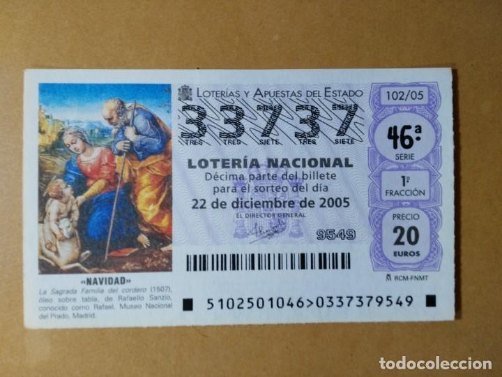 Loter&iacute;a Nacional: DECIMO LOTERIA N&ordm; 33737 - 22 DIC 2005 - 102/05 - NAVIDAD-LA SAGRADA FAMILIA DEL CORDERO-MUSEO PRADO