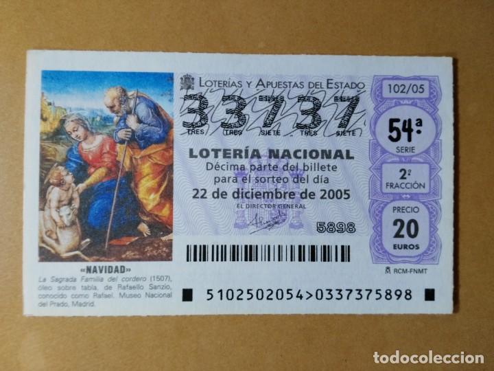 Loter&iacute;a Nacional: DECIMO LOTERIA N&ordm; 33737 - 22 DIC 2005 - 102/05 - NAVIDAD-LA SAGRADA FAMILIA DEL CORDERO-MUSEO PRADO