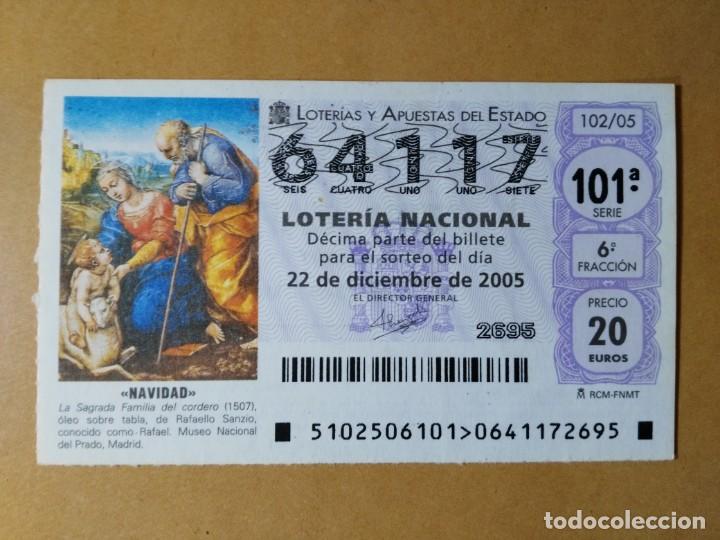 Loter&iacute;a Nacional: DECIMO LOTERIA N&ordm; 64117 - 22 DIC 2005 - 102/05 - NAVIDAD-LA SAGRADA FAMILIA DEL CORDERO-MUSEO PRADO