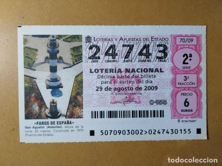 Loter&iacute;a Nacional: DECIMO LOTERIA N&ordm; 24743 - 29 AGOSTO 2009 - 70/09 - FAROS DE ESPA&Ntilde;A - SAN AGUSTIN (ASTURIAS)