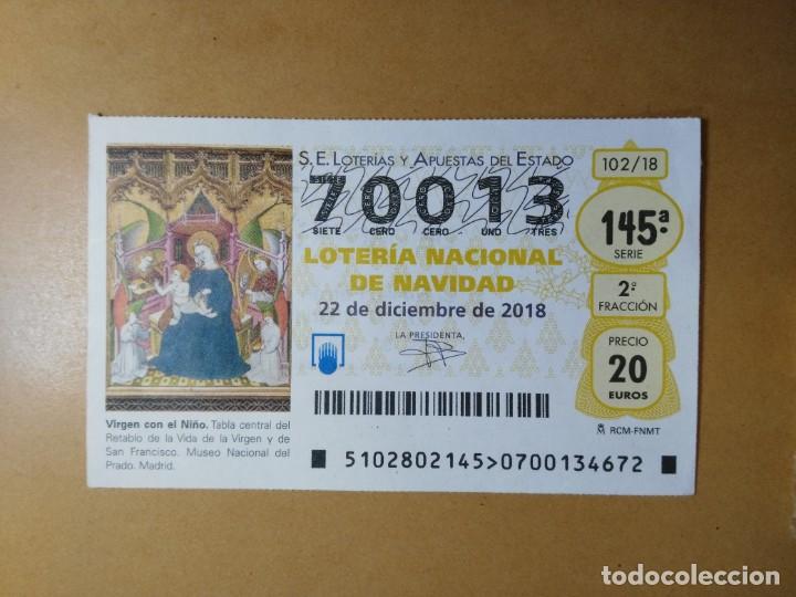 Loter&iacute;a nacional: DECIMO LOTERIA N&ordm; 70013 - 22 DICIEMBRE 2018 - 102/18 - VIRGEN CON EL NI&Ntilde;O - MUSEO DEL PRADO