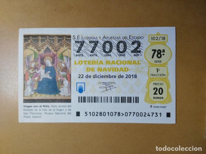 Loter&iacute;a nacional: DECIMO LOTERIA N&ordm; 77002 - 22 DICIEMBRE 2018 - 102/18 - VIRGEN CON EL NI&Ntilde;O - MUSEO DEL PRADO