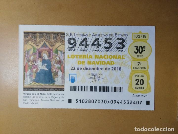Loter&iacute;a nacional: DECIMO LOTERIA N&ordm; 94453 - 22 DICIEMBRE 2018 - 102/18 - VIRGEN CON EL NI&Ntilde;O - MUSEO DEL PRADO