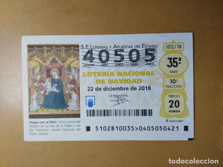 Loter&iacute;a nacional: DECIMO LOTERIA N&ordm; 40505 - 22 DICIEMBRE 2018 - 102/18 - VIRGEN CON EL NI&Ntilde;O - MUSEO DEL PRADO