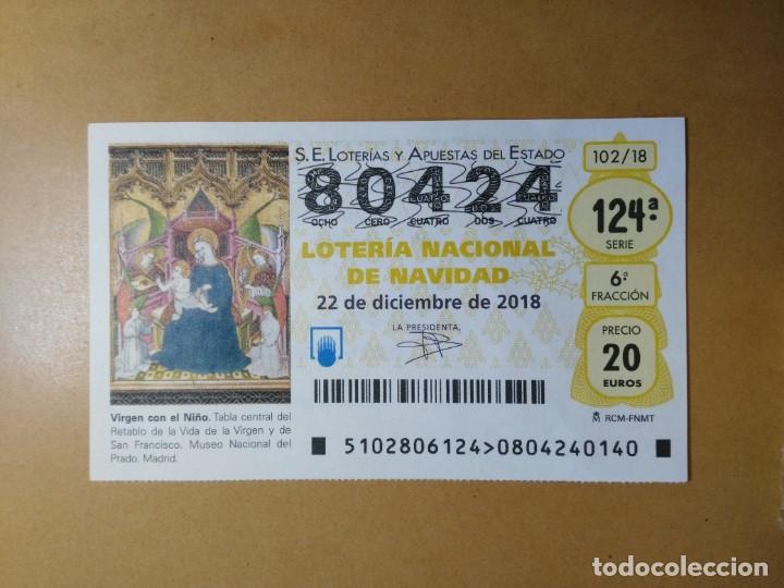 Loter&iacute;a nacional: DECIMO LOTERIA N&ordm; 80424 - 22 DICIEMBRE 2018 - 102/18 - VIRGEN CON EL NI&Ntilde;O - MUSEO DEL PRADO