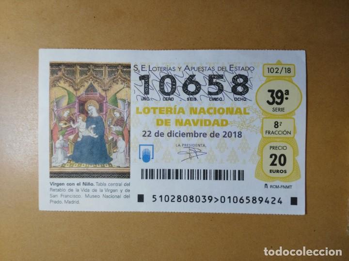 Loter&iacute;a nacional: DECIMO LOTERIA N&ordm; 10658 - 22 DICIEMBRE 2018 - 102/18 - VIRGEN CON EL NI&Ntilde;O - MUSEO DEL PRADO