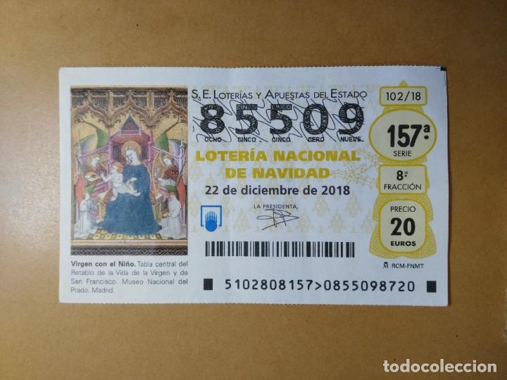 Loter&iacute;a nacional: DECIMO LOTERIA N&ordm; 85509 - 22 DICIEMBRE 2018 - 102/18 - VIRGEN CON EL NI&Ntilde;O - MUSEO DEL PRADO