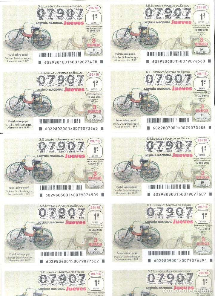 Nationale spanische Lotterie: 1 BILLETE LOTERIA DEL JUEVES - 12 ABRIL 2018 - 29/18 - COCHES ANTIGUOS DAIMLER STAHLRADWAGEN