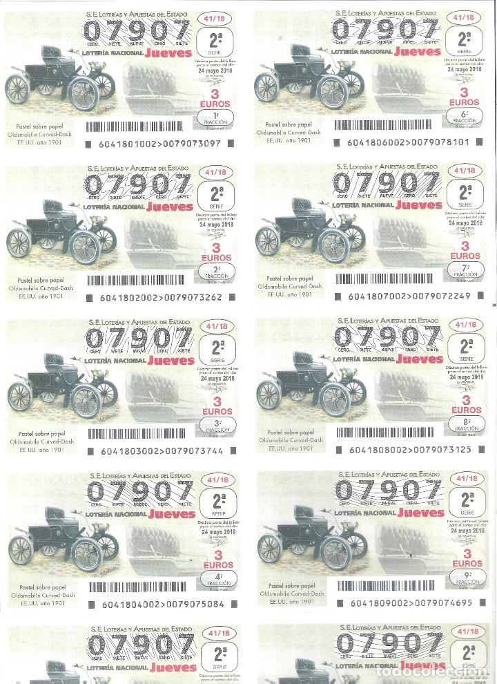 Nationale spanische Lotterie: 1 BILLETE LOTERIA DEL JUEVES - 24 MAYO 2018 - 41/18 COCHES VEHICULOS ANTIGUOS OLDSMOBILE CURVED-DASH