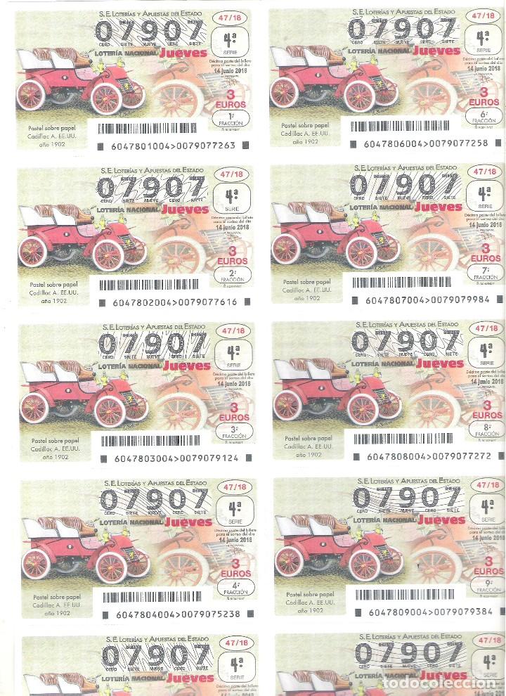 Nationale spanische Lotterie: 1 BILLETE LOTERIA DEL JUEVES - 14 JUNIO 2018 - 47/18 COCHES VEHICULOS ANTIGUOS CADILLAC AMERICANO