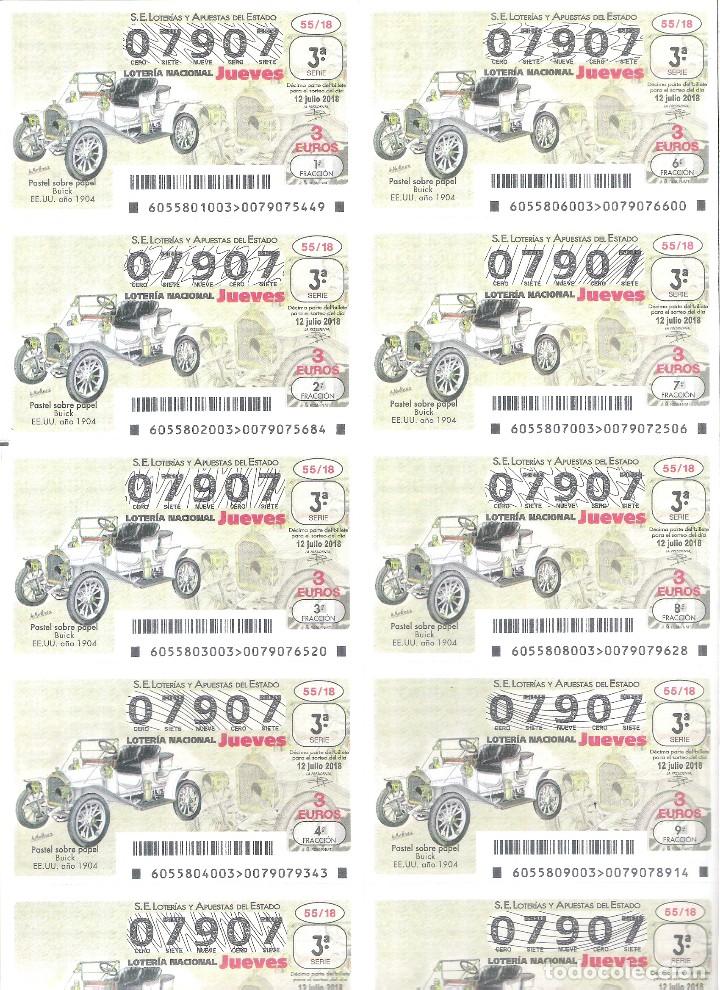 Nationale spanische Lotterie: 1 BILLETE LOTERIA DEL JUEVES  12 JULIO 2018 - 55/18 - COCHES O VEHICULOS ANTIGUOS - BUICK EE.UU 1904