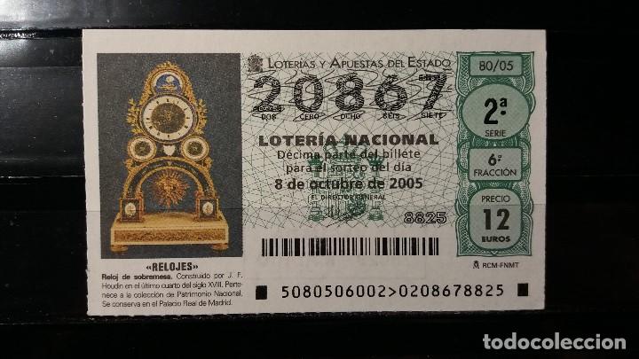 Loter&iacute;a Nacional: L. Nacional. 8 Octubre 2005. Sorteo 80/05. Reloj de Sobremesa. Palacio Real de Madrid. N&ordm; 20867.