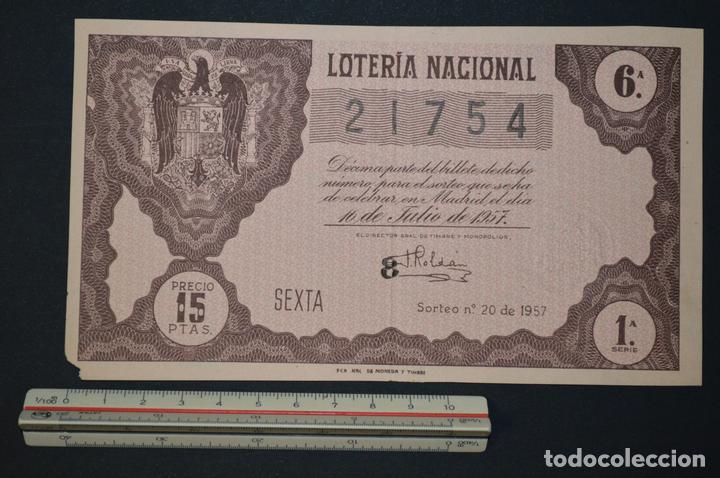 National Spanish Lottery: Loter&iacute;a Nacional. Sorteo n&ordm; 20. 16 de julio de 1957. romanjuguetesymas.