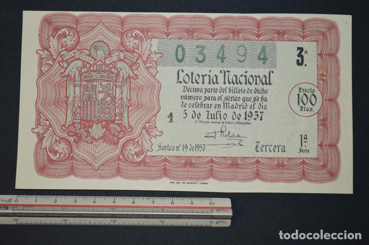 National Spanish Lottery: Loter&iacute;a Nacional. Sorteo n&ordm; 19. 5 de julio de 1957. romanjuguetesymas.