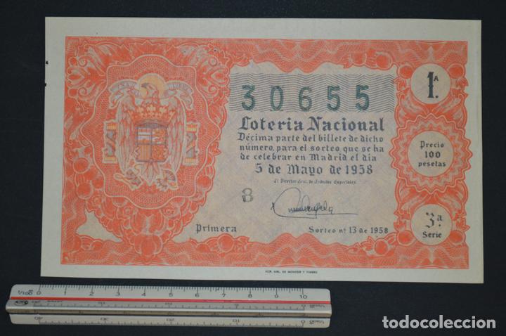 National Spanish Lottery: Loter&iacute;a Nacional. Sorteo n&ordm; 13. 5 de mayo de 1958. romanjuguetesymas.