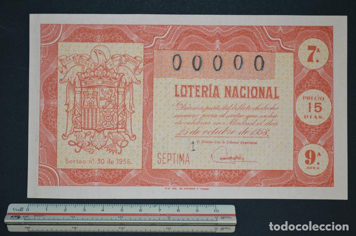 National Spanish Lottery: Loter&iacute;a Nacional. Sorteo n&ordm; 30. 25 de octubre de 1958. romanjuguetesymas.