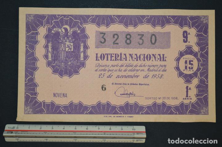 National Spanish Lottery: Loter&iacute;a Nacional. Sorteo n&ordm; 33. 25 de noviembre de 1958. romanjuguetesymas.