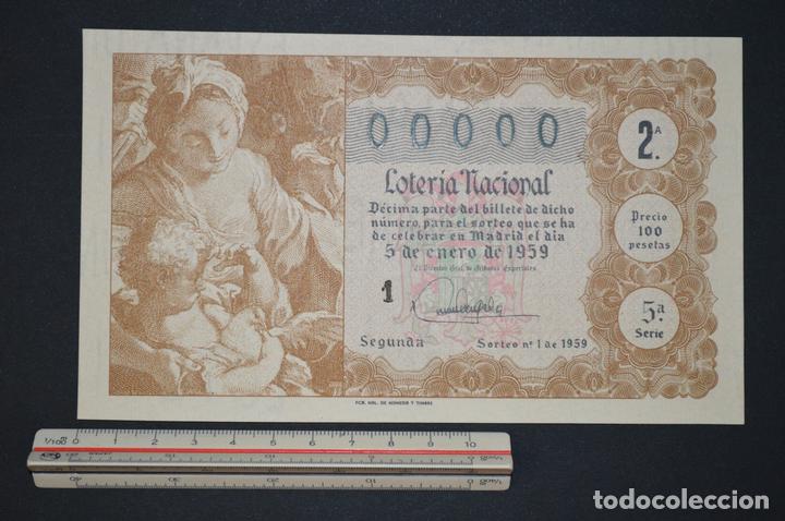 National Spanish Lottery: Loter&iacute;a Nacional. Sorteo n&ordm; 1. 5 de enero de 1959. romanjuguetesymas.