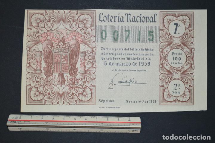 National Spanish Lottery: Loter&iacute;a Nacional. Sorteo n&ordm; 7. 5 de marzo de 1959. romanjuguetesymas.